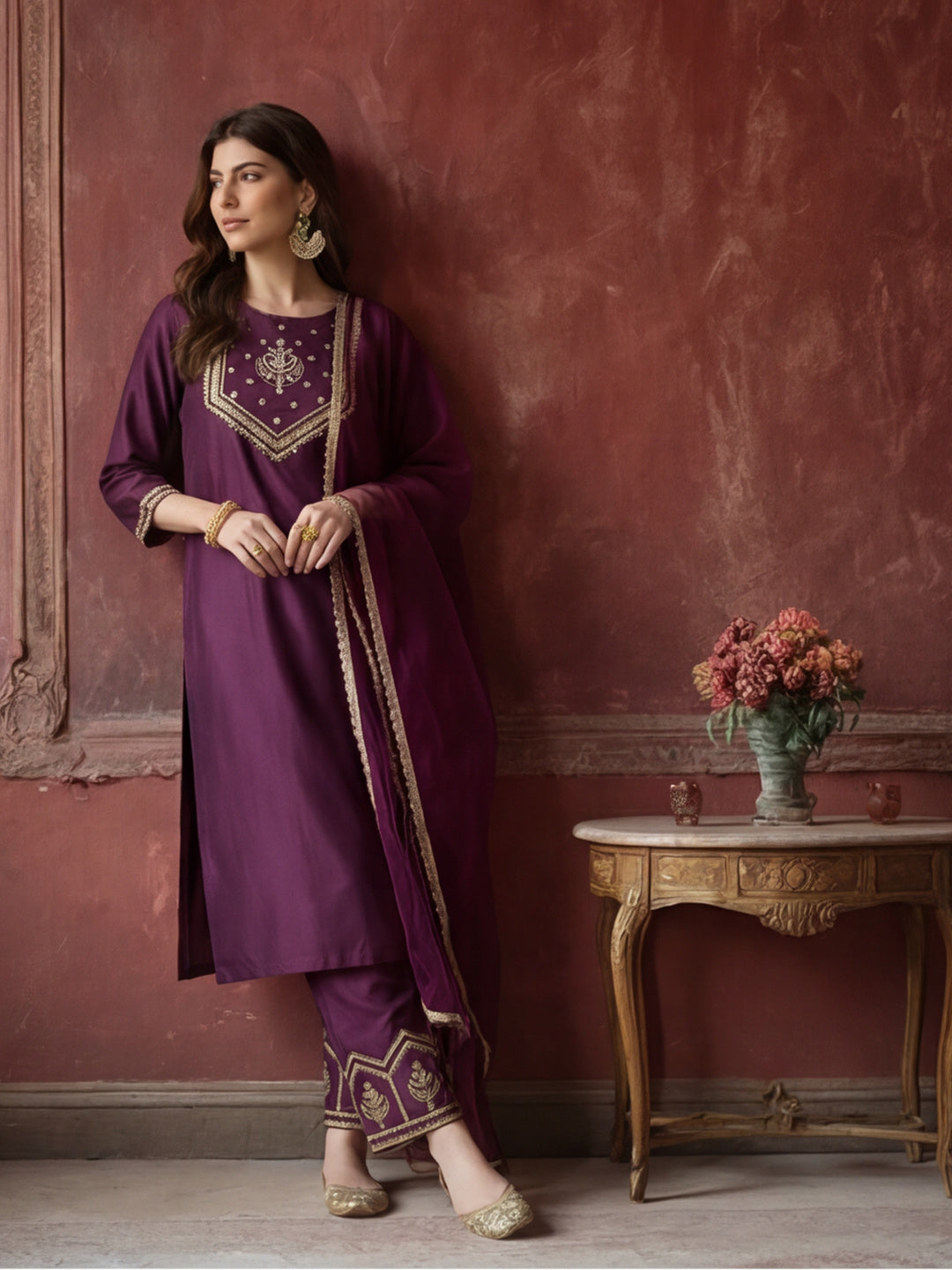 Kurta With Pant & Dupatta Ethnic Kurta Set For Women