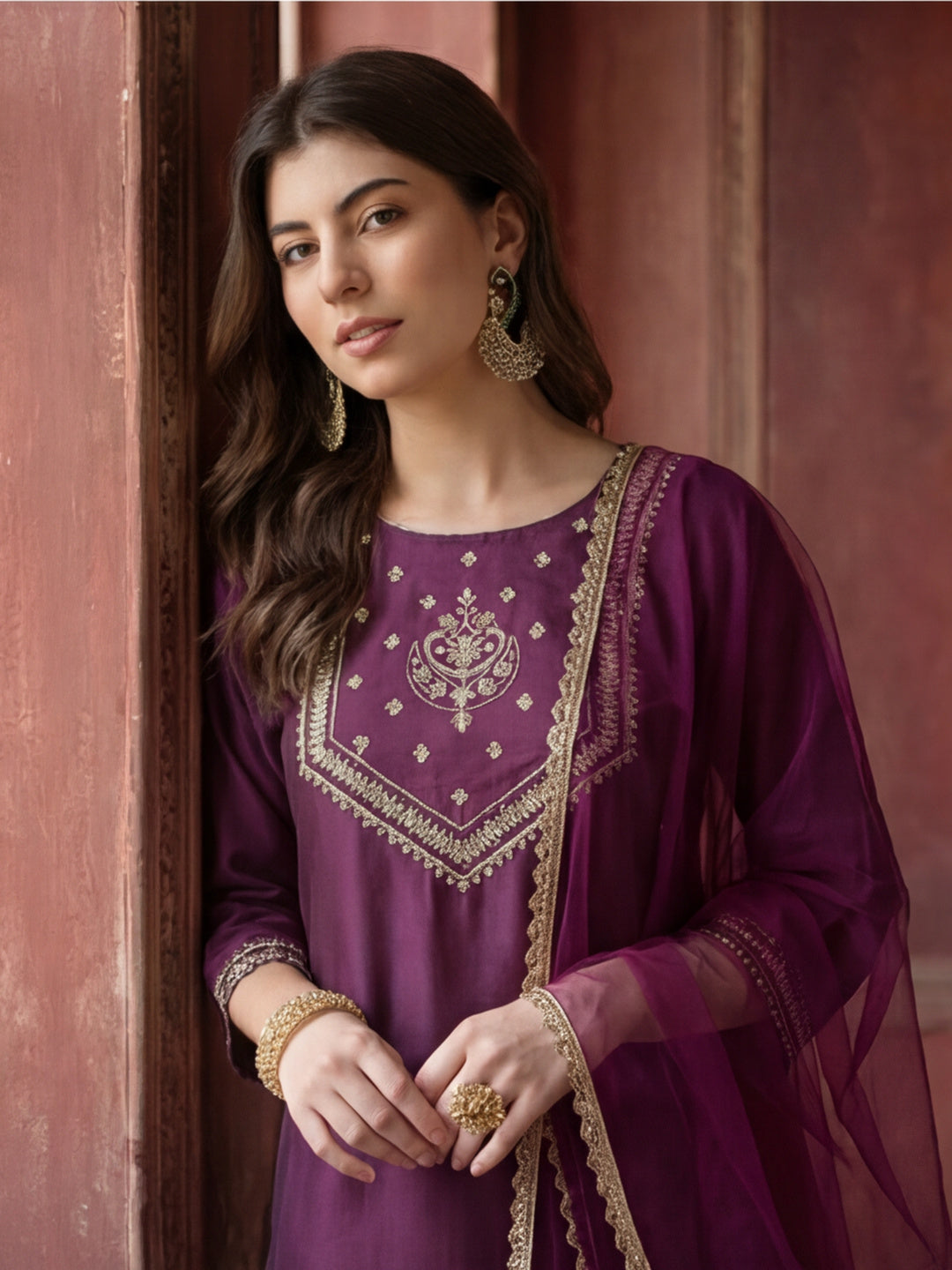 Kurta With Pant & Dupatta Ethnic Kurta Set For Women