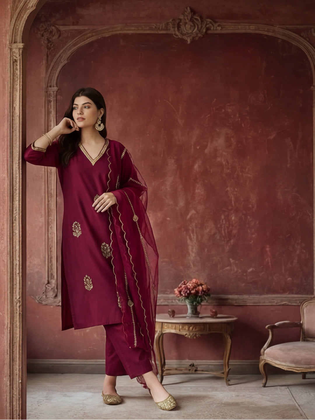 Kurta With Pant & Dupatta Ethnic Kurta Set For Women