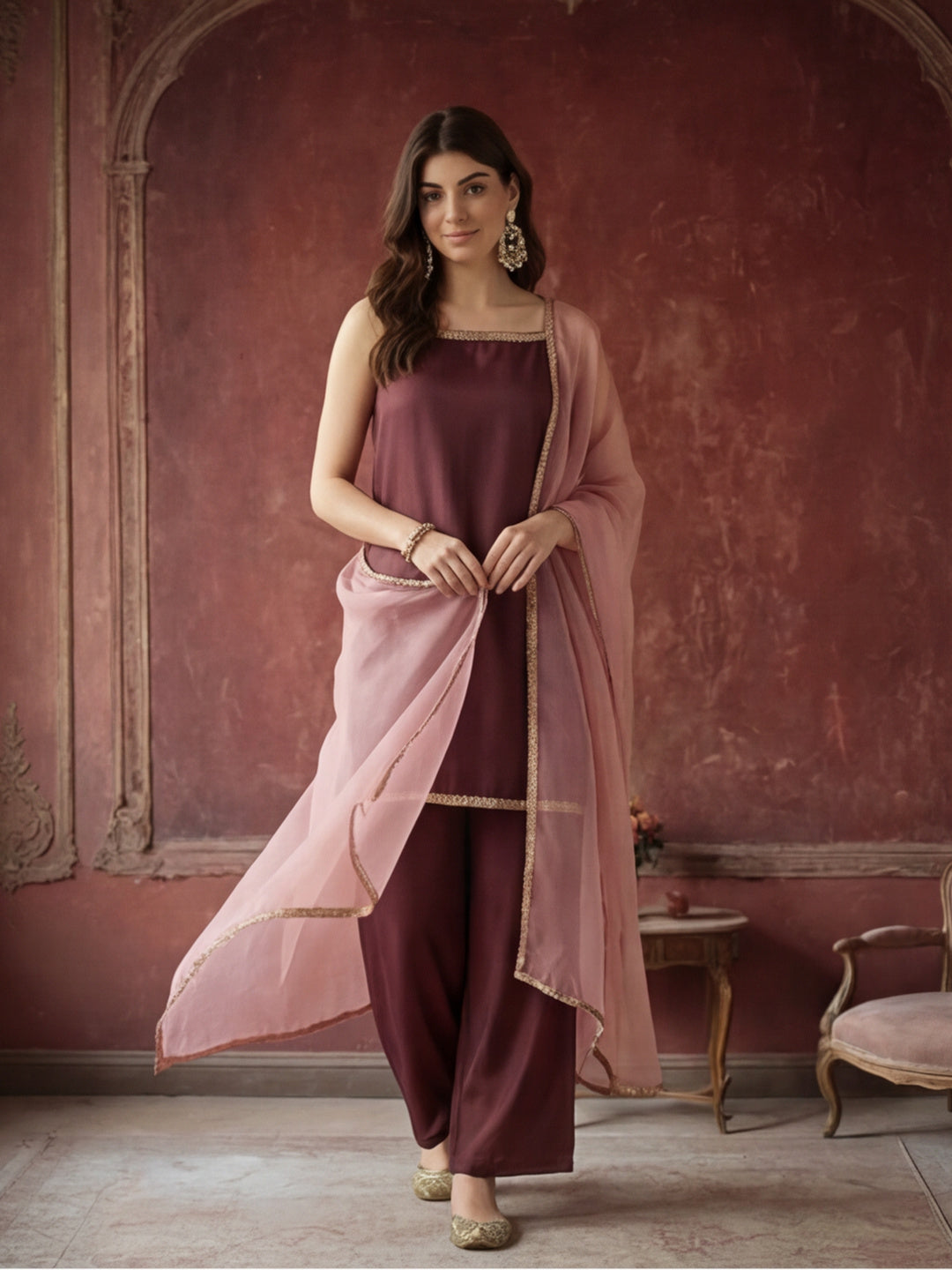 Kurta With Pant & Dupatta Ethnic Kurta Set For Women