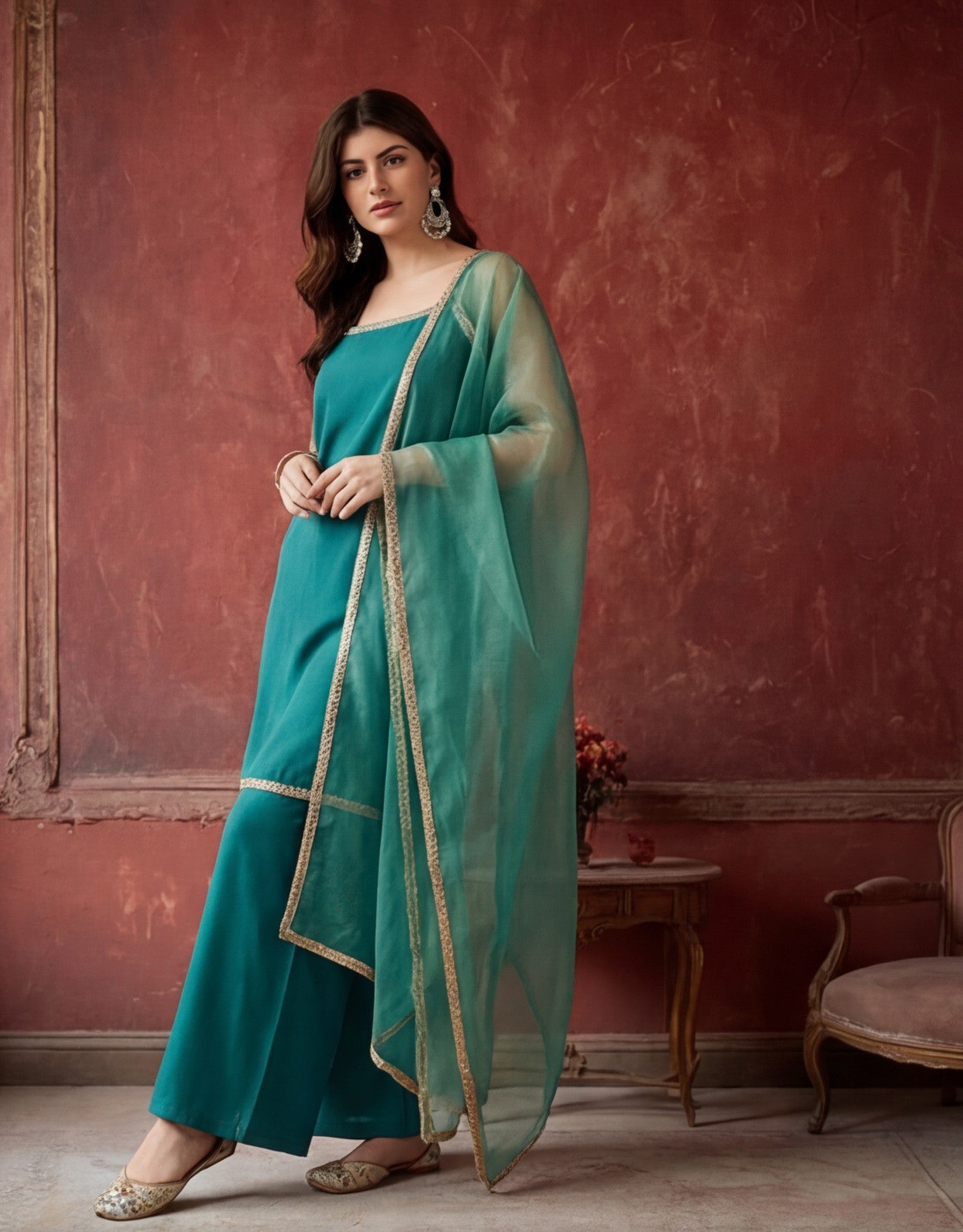 Kurta With Pant & Dupatta Ethnic Kurta Set For Women