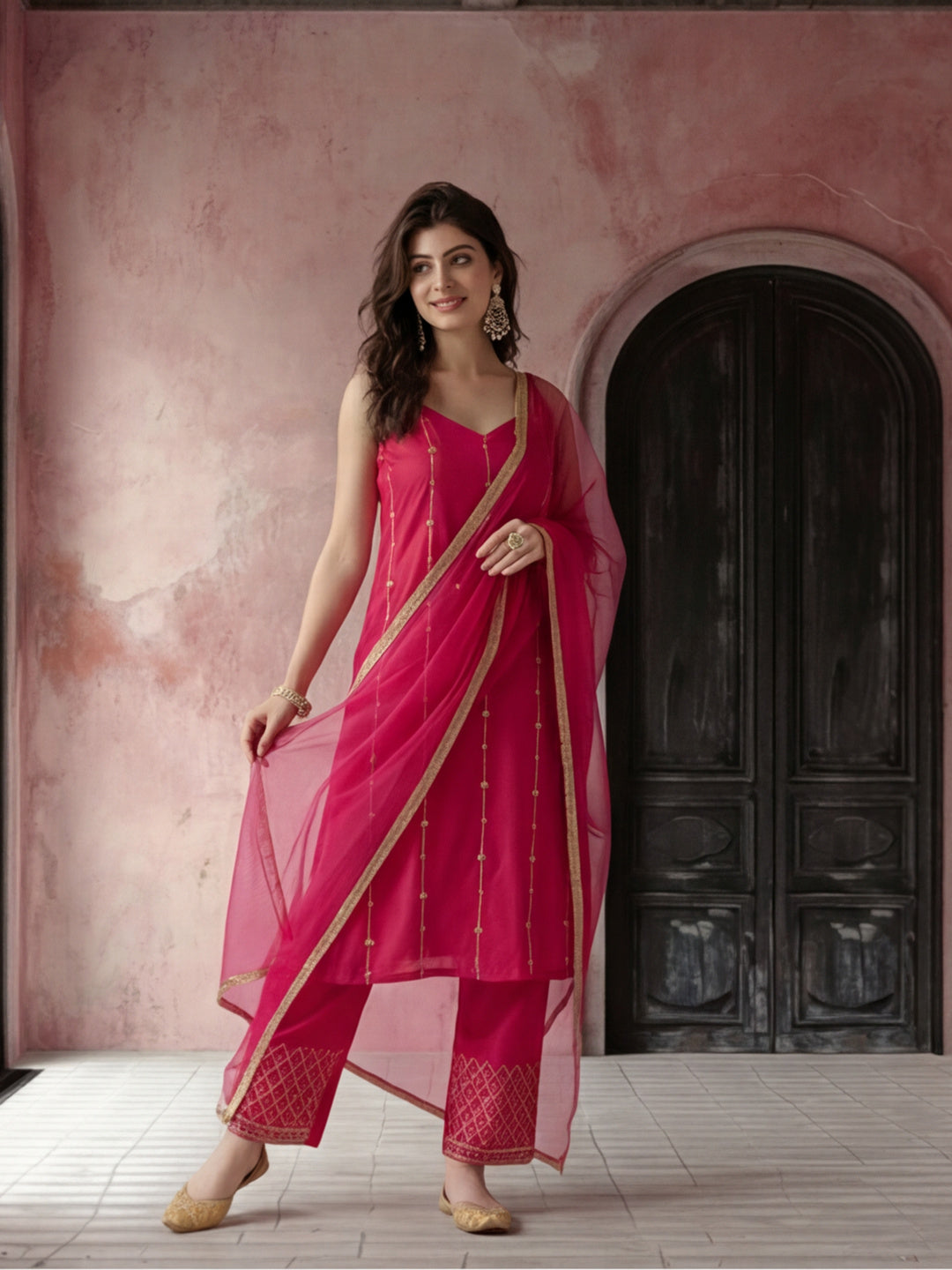 Kurta With Pant & Dupatta Ethnic Kurta Set For Women