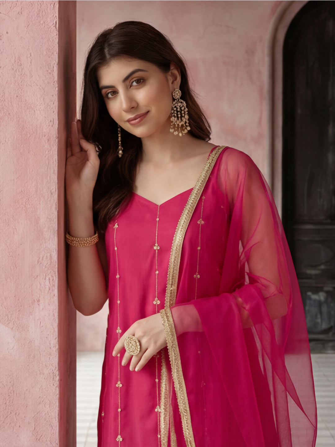 Kurta With Pant & Dupatta Ethnic Kurta Set For Women