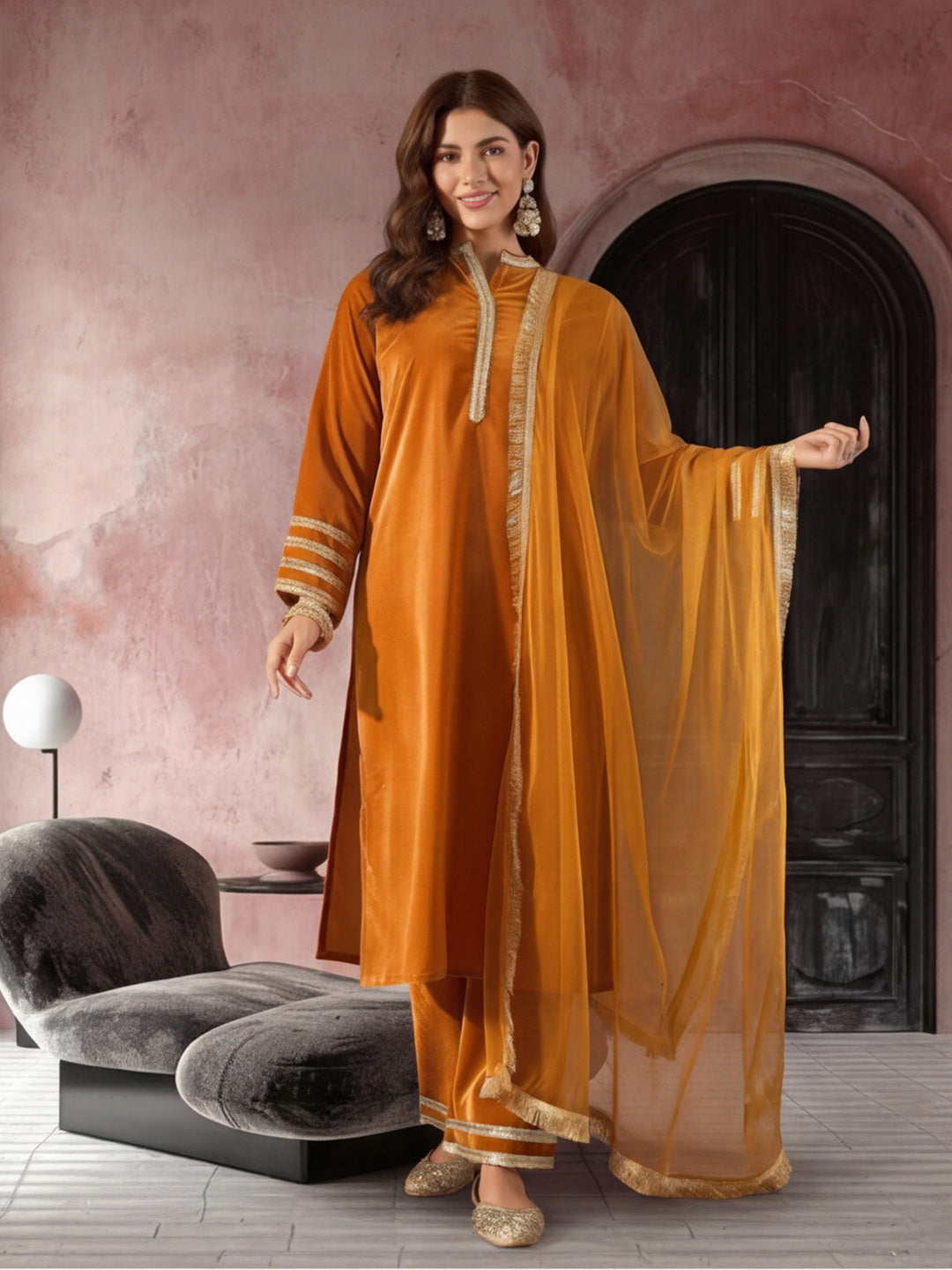 Kurta With Pant & Dupatta Ethnic Kurta Set For Women