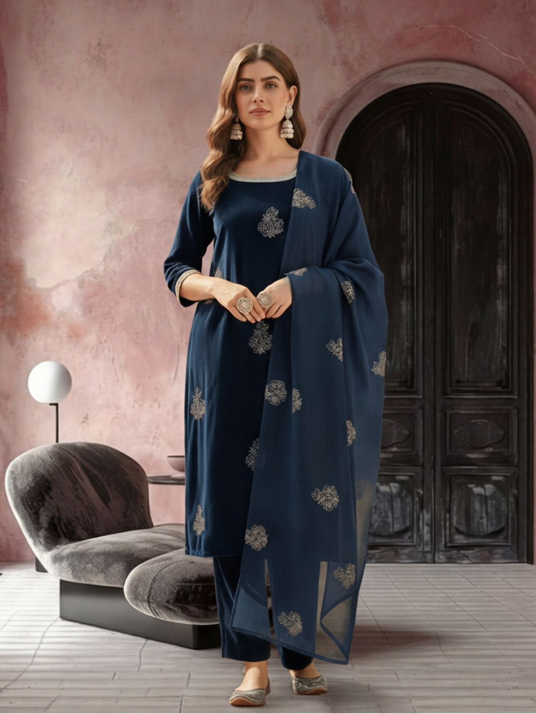 Kurta With Pant & Dupatta Ethnic Kurta Set For Women