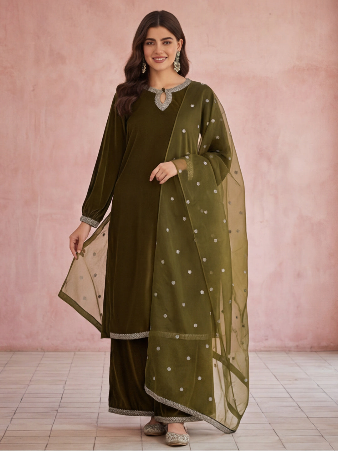 Kurta With Pant & Dupatta Ethnic Kurta Set For Women