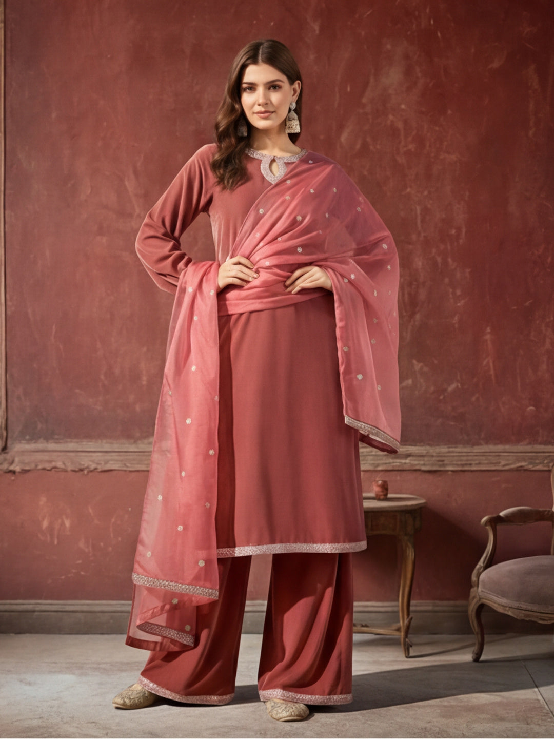 Kurta With Pant & Dupatta Ethnic Kurta Set For Women