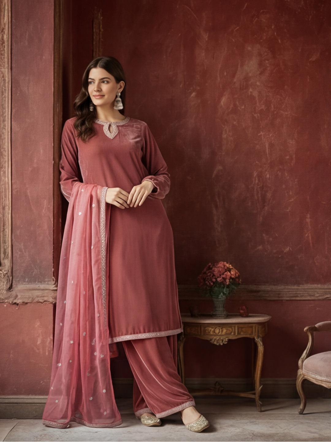 Kurta With Pant & Dupatta Ethnic Kurta Set For Women