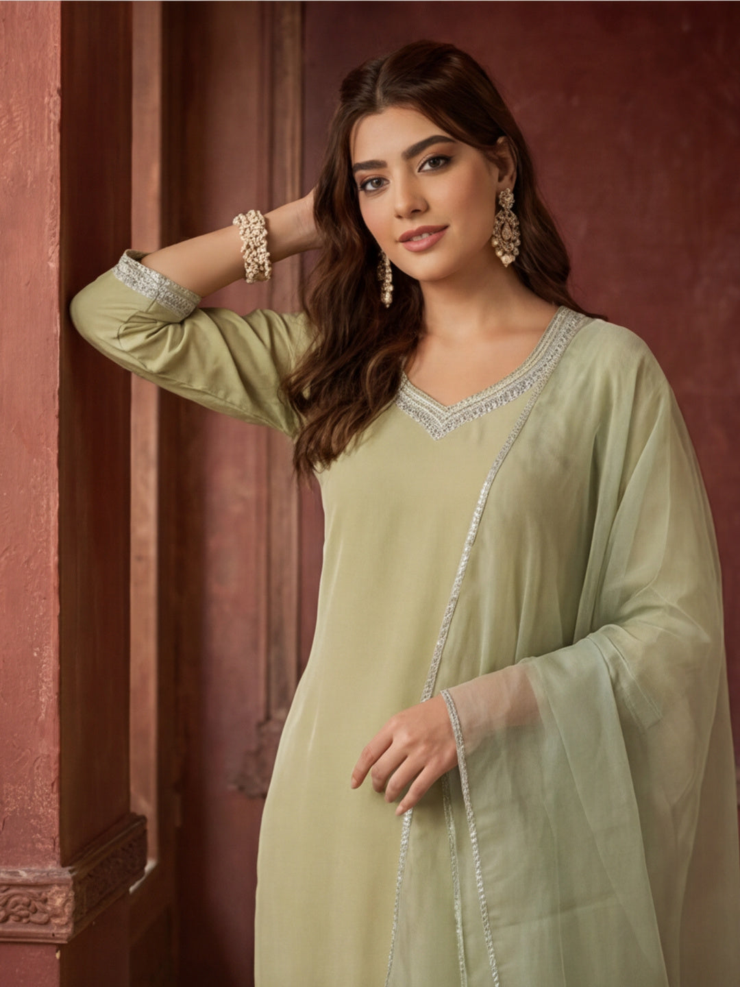 Kurta With Pant & Dupatta Ethnic Kurta Set For Women