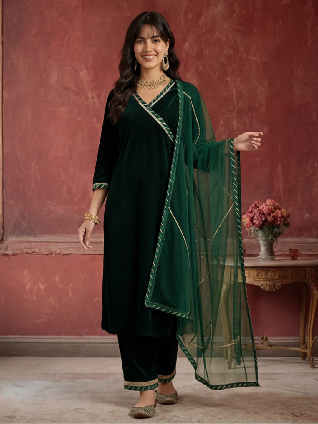 Kurta With Pant & Dupatta Ethnic Kurta Set For Women