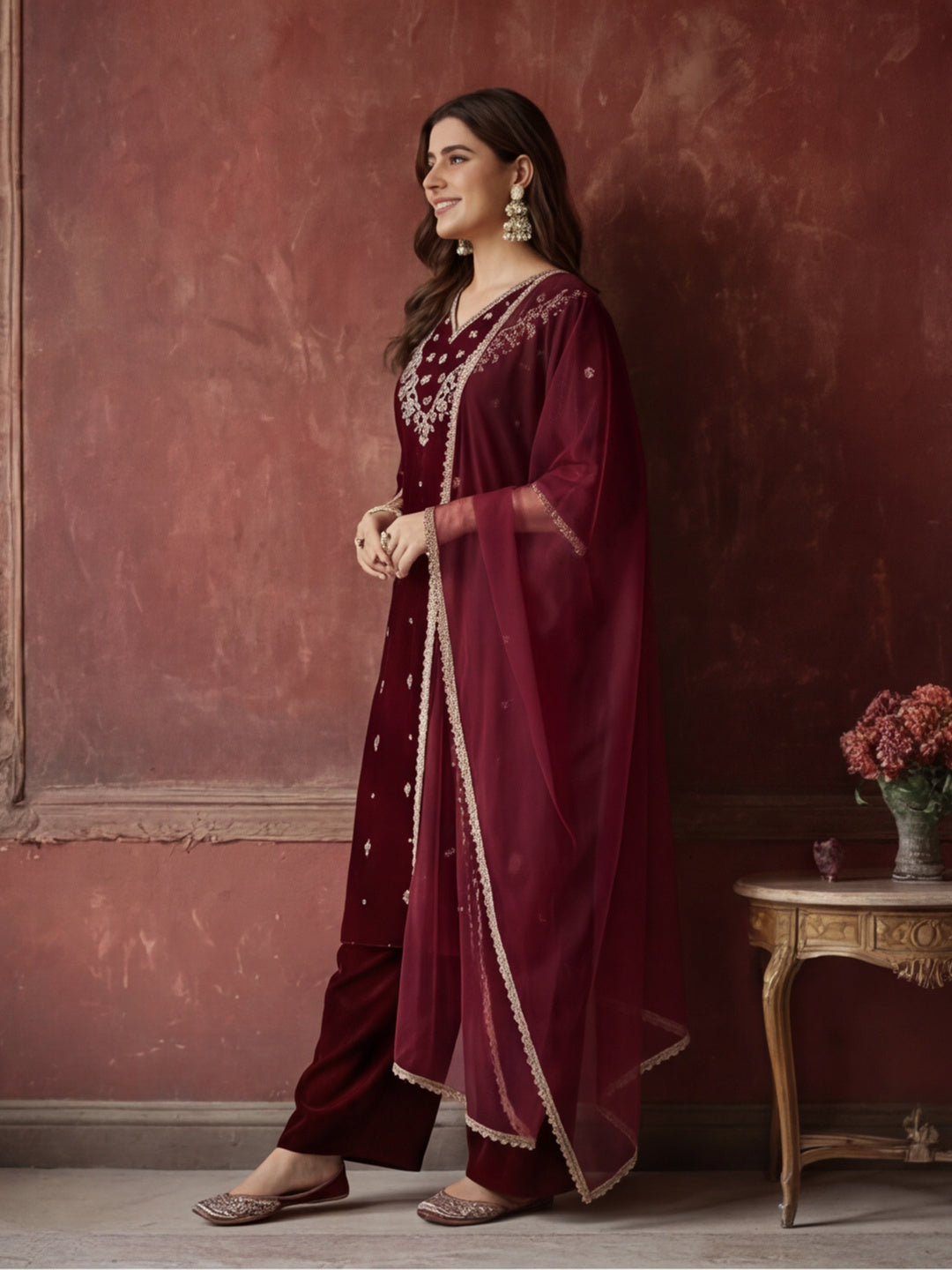 Kurta With Pant & Dupatta Ethnic Kurta Set For Women