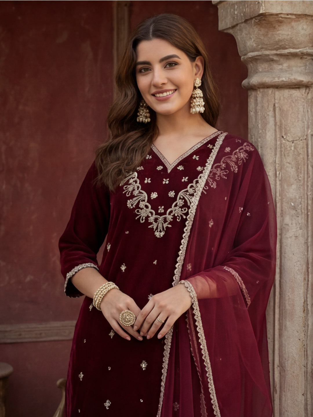 Kurta With Pant & Dupatta Ethnic Kurta Set For Women