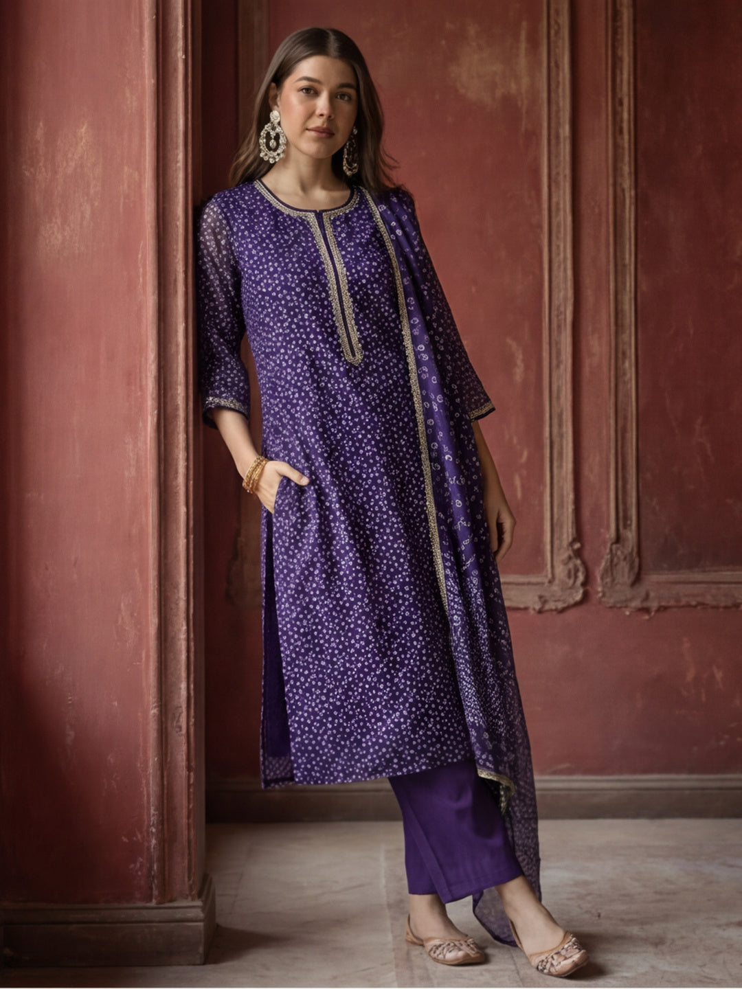 Kurta With Pant & Dupatta Ethnic Kurta Set For Women