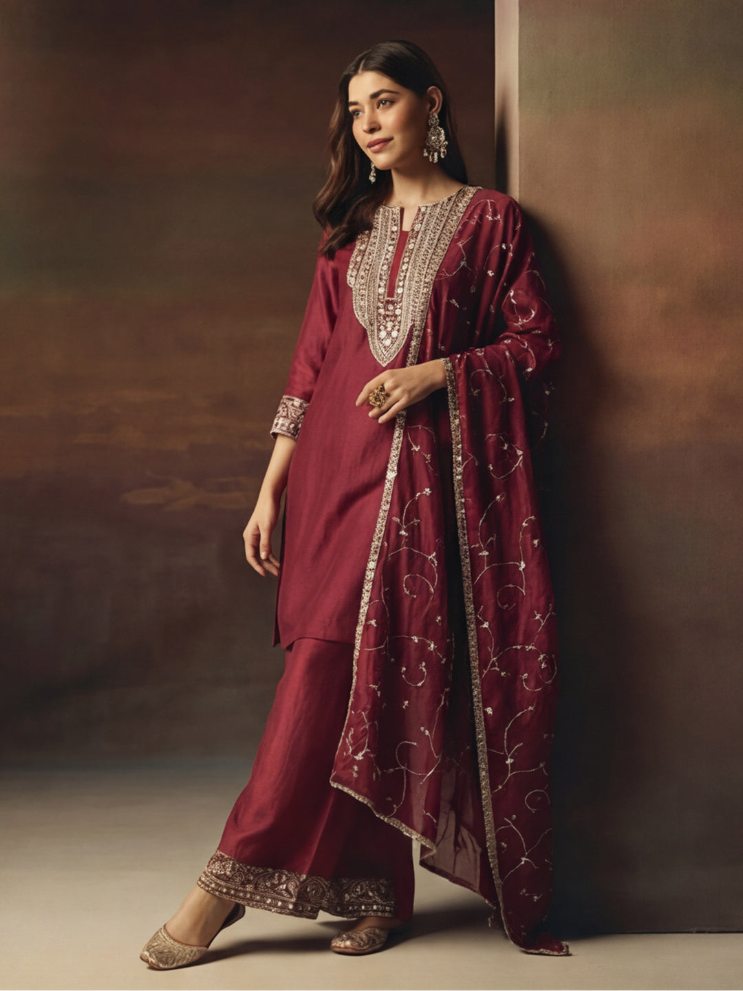 Kurta With Pant & Dupatta Ethnic Kurta Set For Women