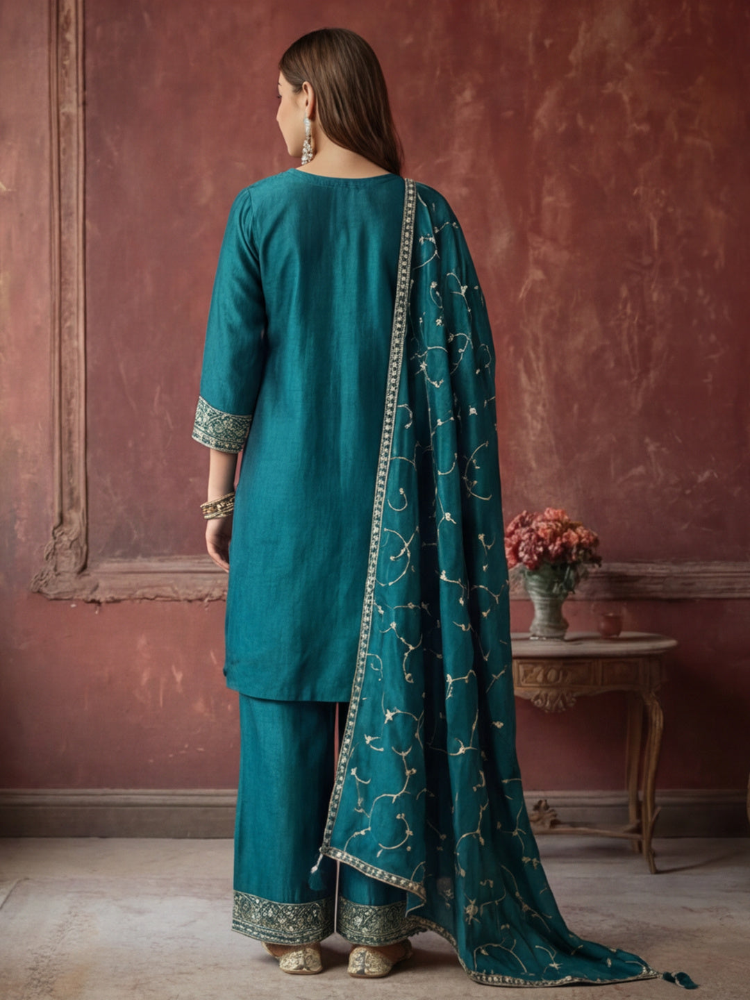 Kurta With Pant & Dupatta Ethnic Kurta Set For Women