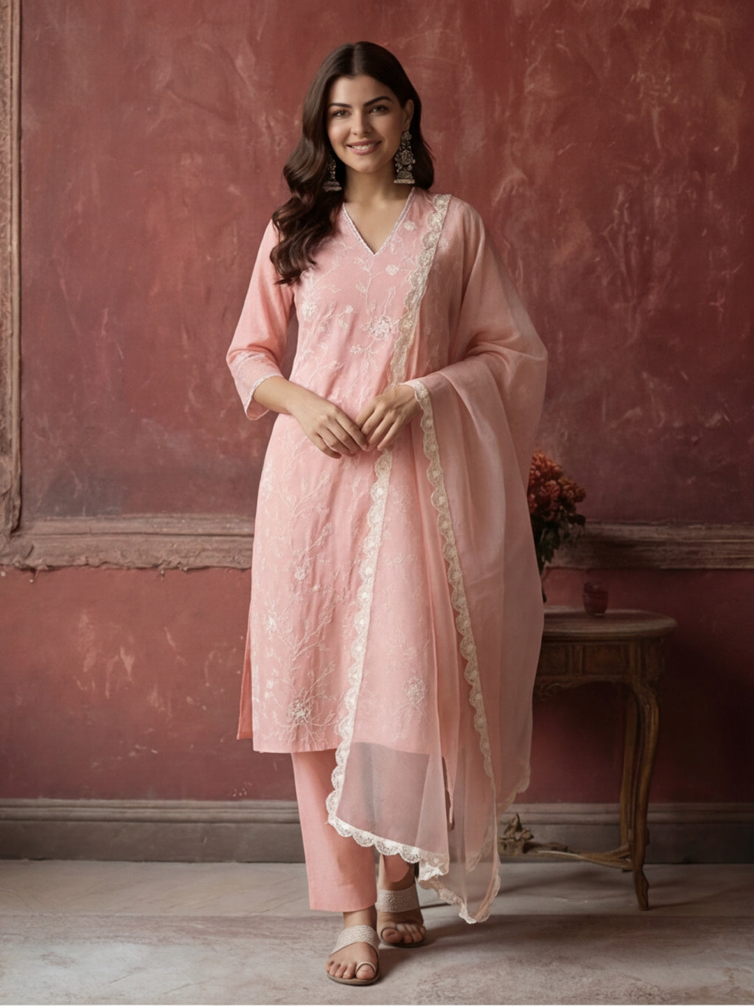 Kurta With Pant & Dupatta Ethnic Kurta Set For Women