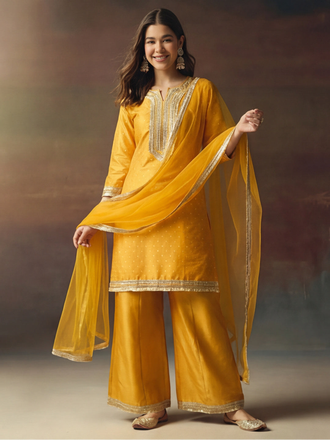 Kurta With Pant & Dupatta Ethnic Kurta Set For Women