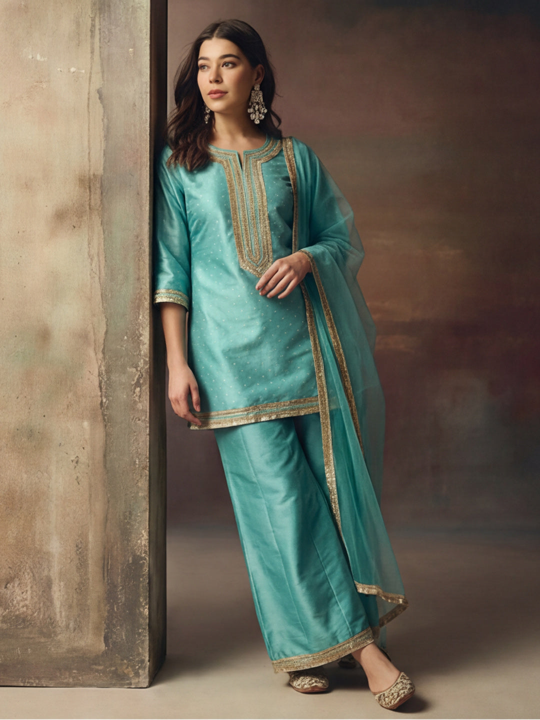 Kurta With Pant & Dupatta Ethnic Kurta Set For Women