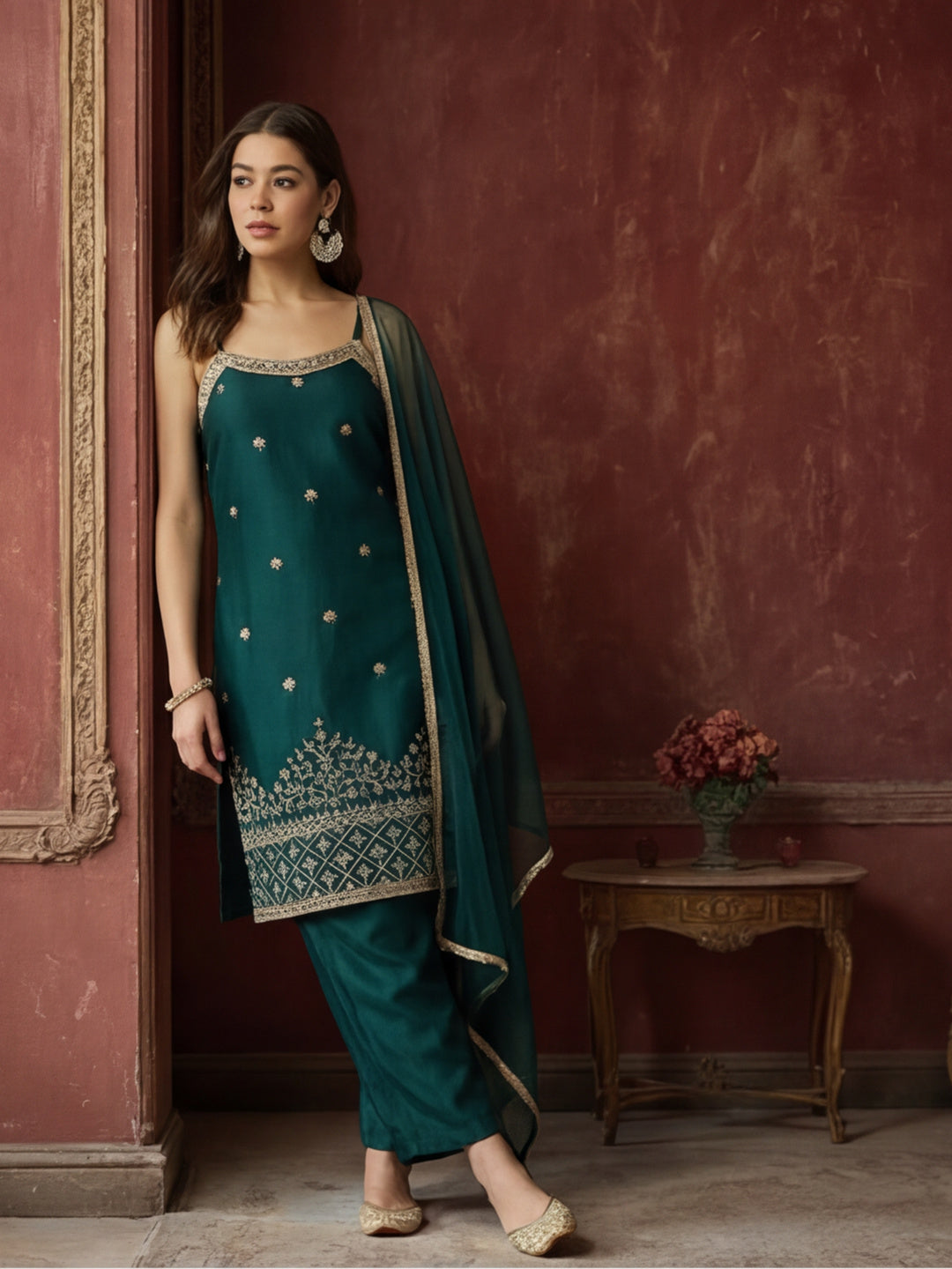Kurta With Pant & Dupatta Ethnic Kurta Set For Women