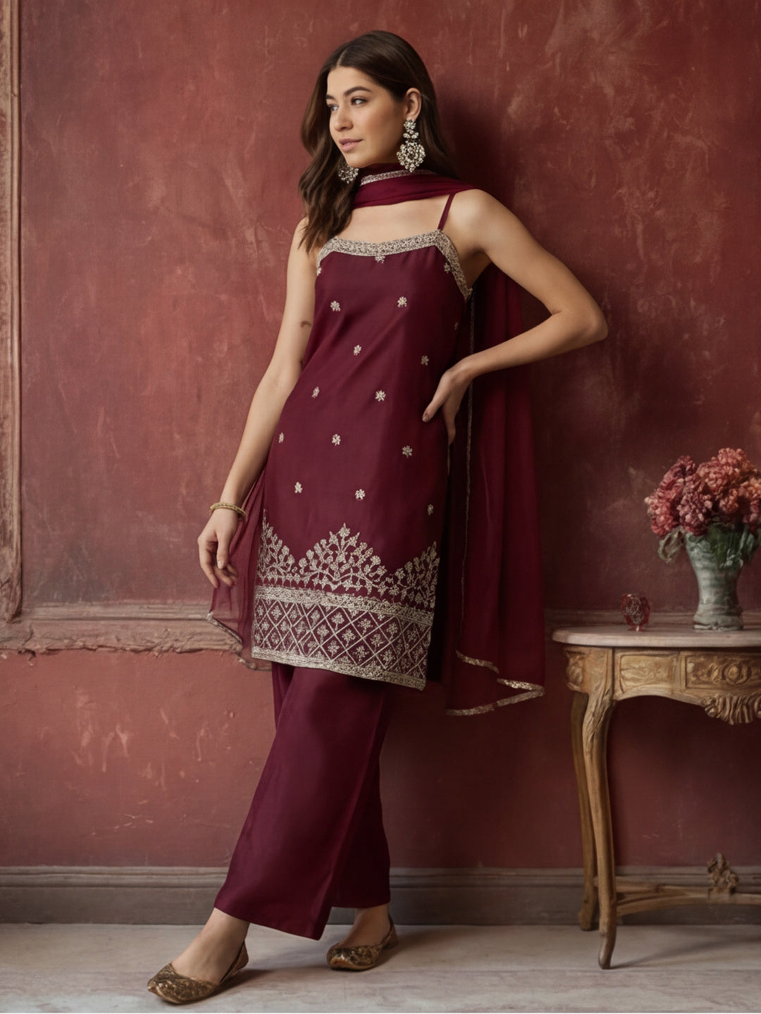 Kurta With Pant & Dupatta Ethnic Kurta Set For Women