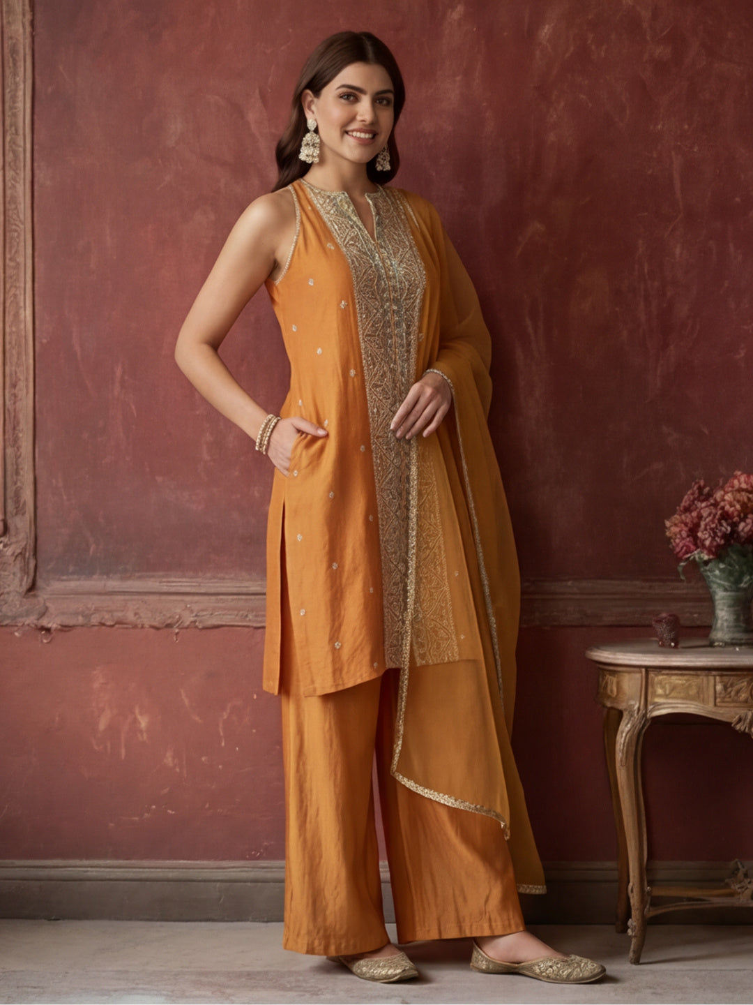Kurta With Pant & Dupatta Ethnic Kurta Set For Women