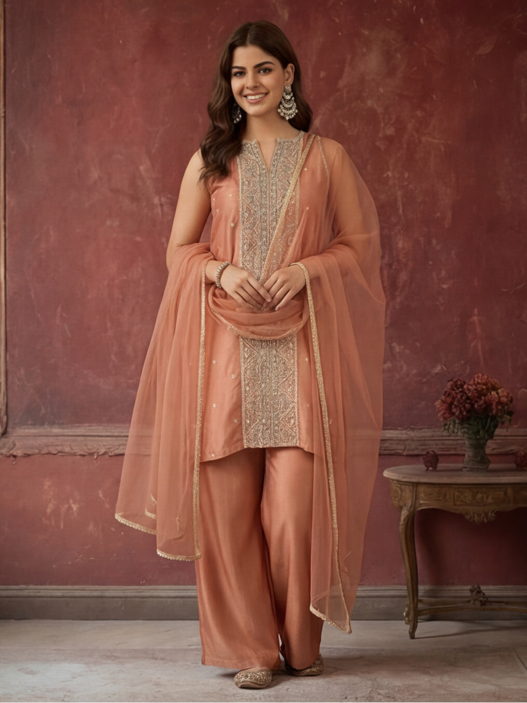 Kurta With Pant & Dupatta Ethnic Kurta Set For Women