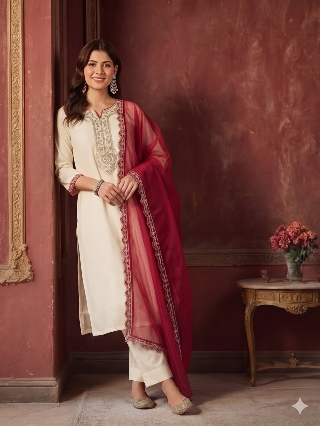 Kurta With Pant & Dupatta Ethnic Kurta Set For Women