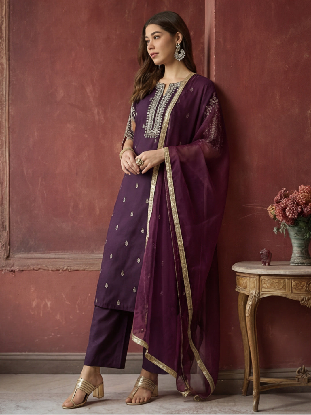 Kurta With Pant & Dupatta Ethnic Kurta Set For Women
