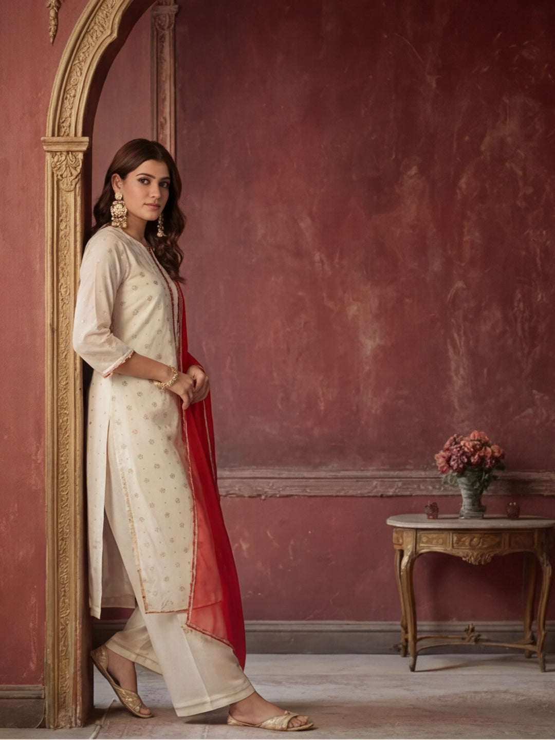 Kurta With Pant & Dupatta Ethnic Kurta Set For Women