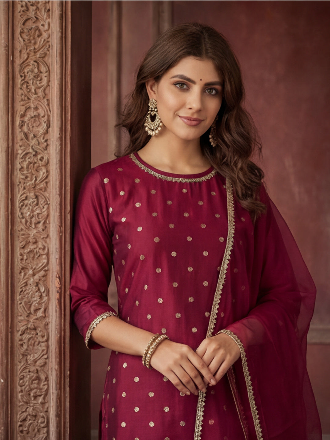 Kurta With Pant & Dupatta Ethnic Kurta Set For Women