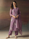 Embroidered Chanderi Cotton Kurta With Silk Blend pant & Chanderi Dupatta Set For Women