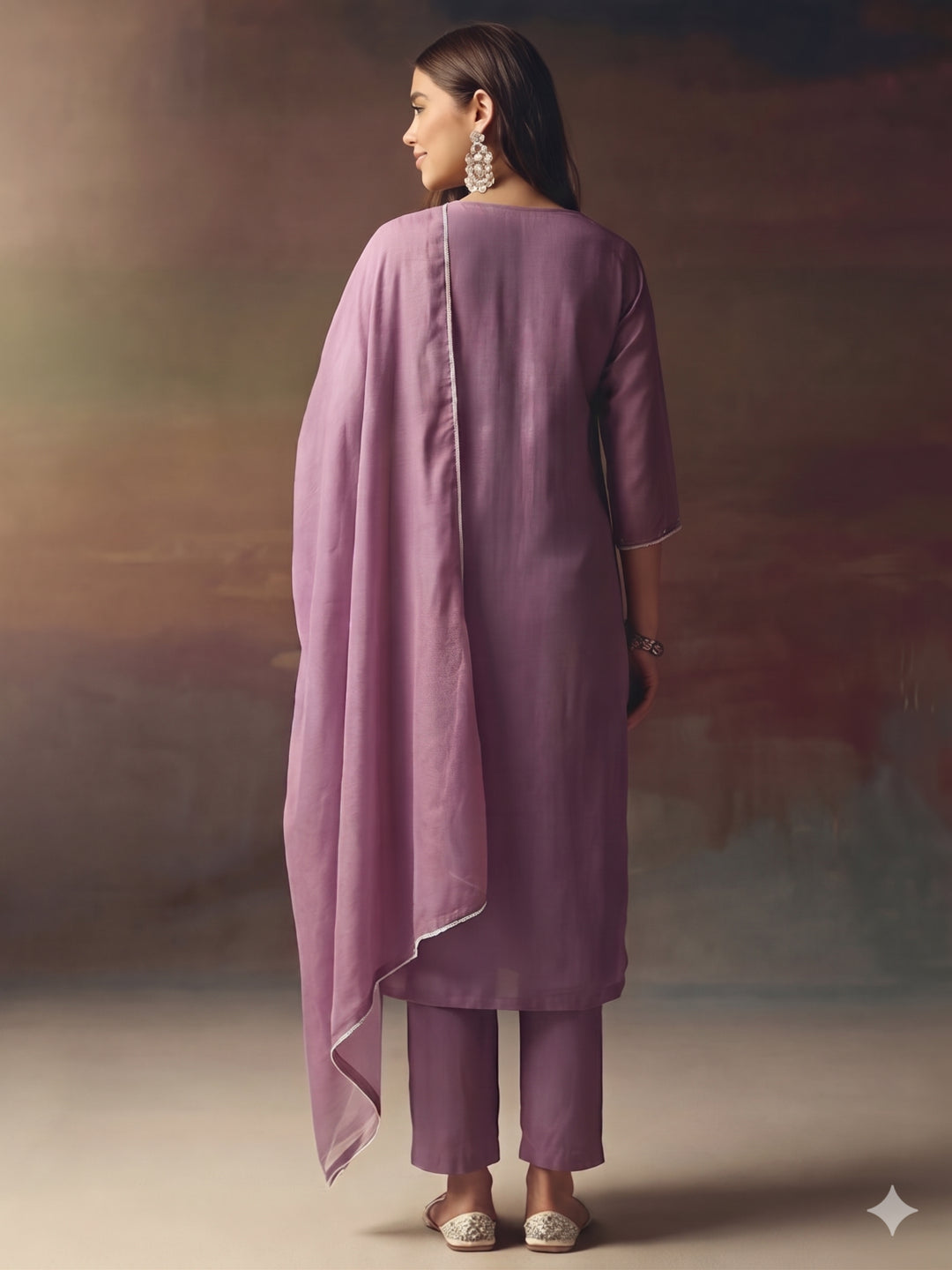 Embroidered Chanderi Cotton Kurta With Silk Blend pant & Chanderi Dupatta Set For Women