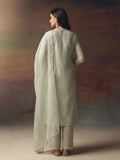 Embroidered Silk Blend Kurta pant & Organza Dupatta Set For Women