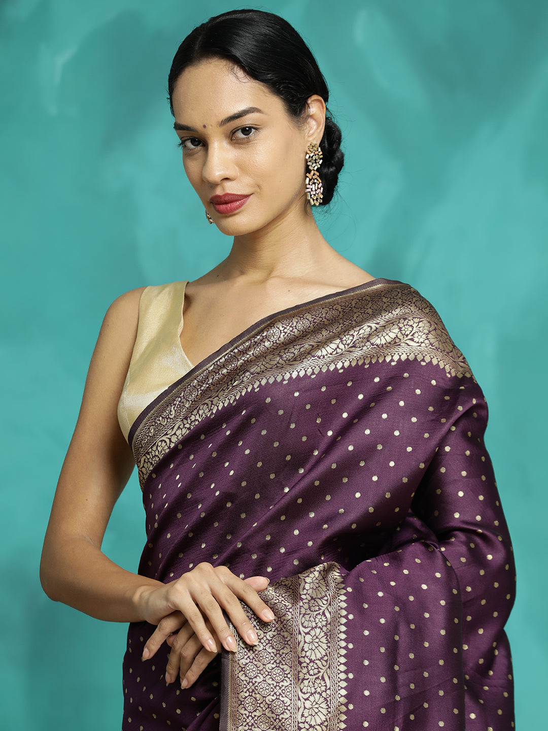 Heavy Purple Zari Woven Banarasi Saree