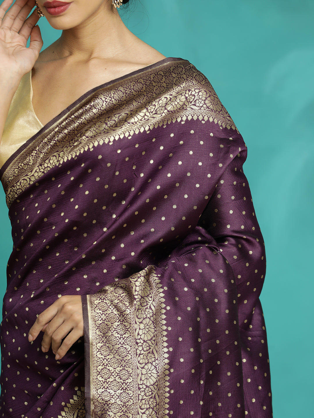 Heavy Purple Zari Woven Banarasi Saree