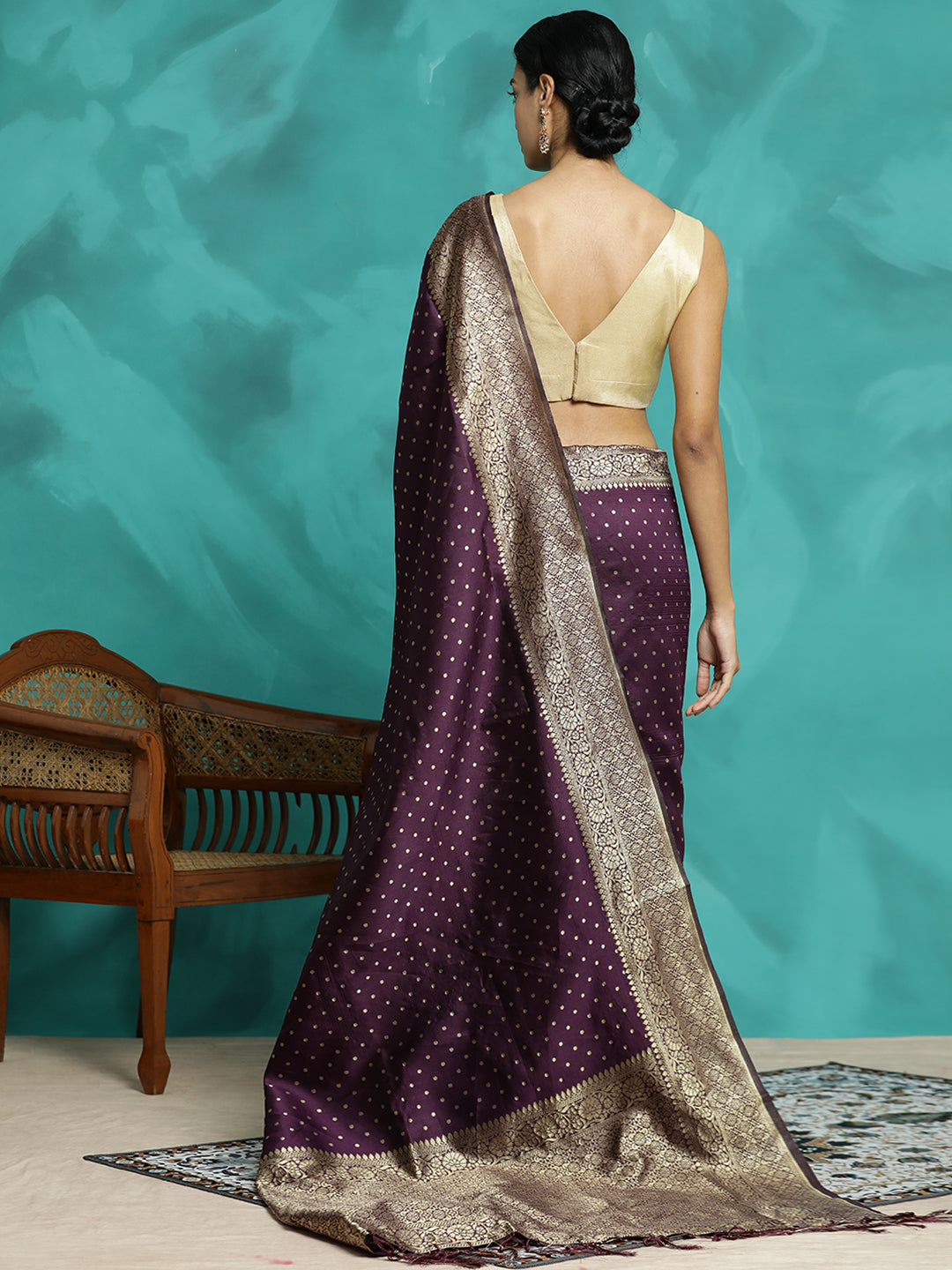 Heavy Purple Zari Woven Banarasi Saree