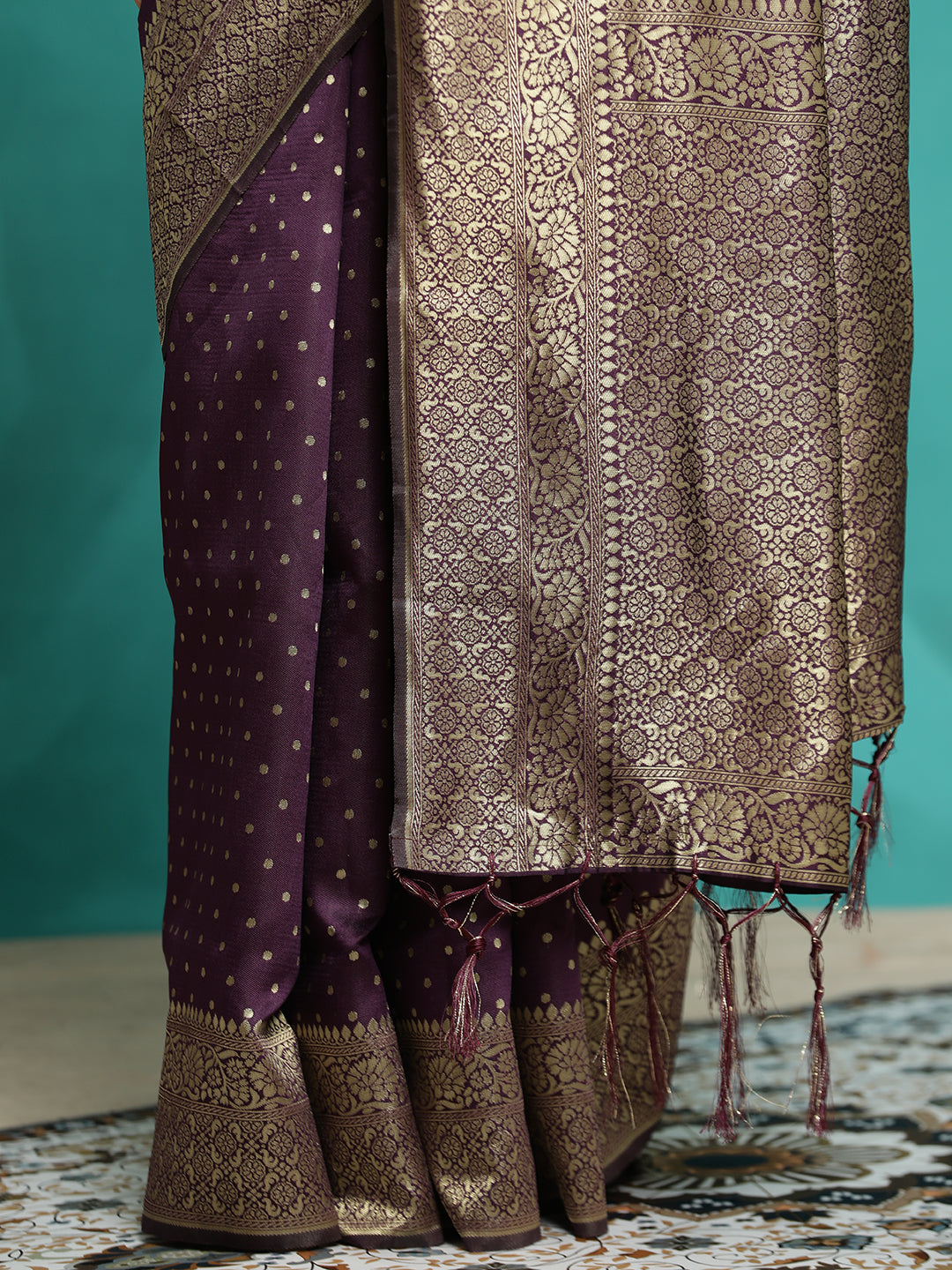 Heavy Purple Zari Woven Banarasi Saree