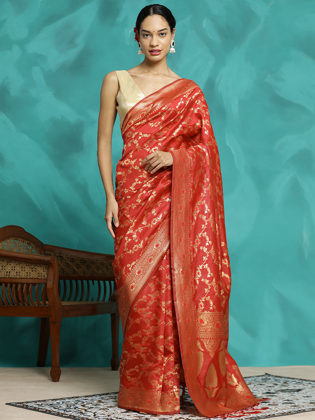 Zari Woven Red Banarasi Saree