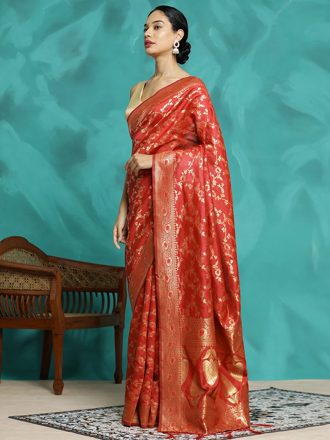 Zari Woven Red Banarasi Saree