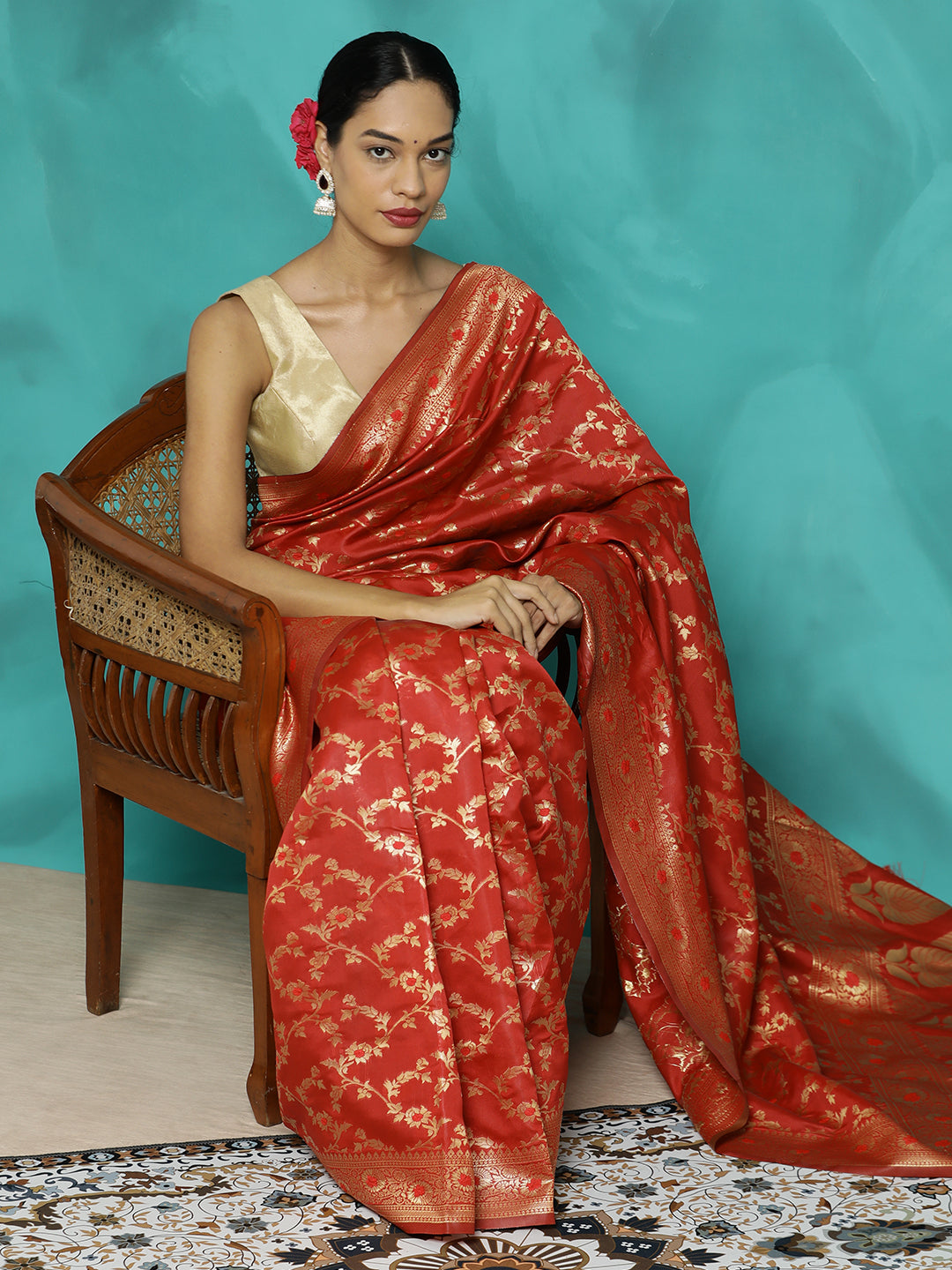 Zari Woven Red Banarasi Saree