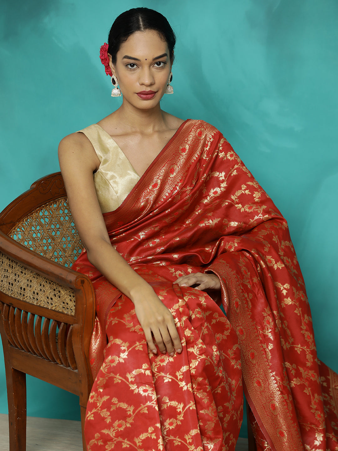 Zari Woven Red Banarasi Saree