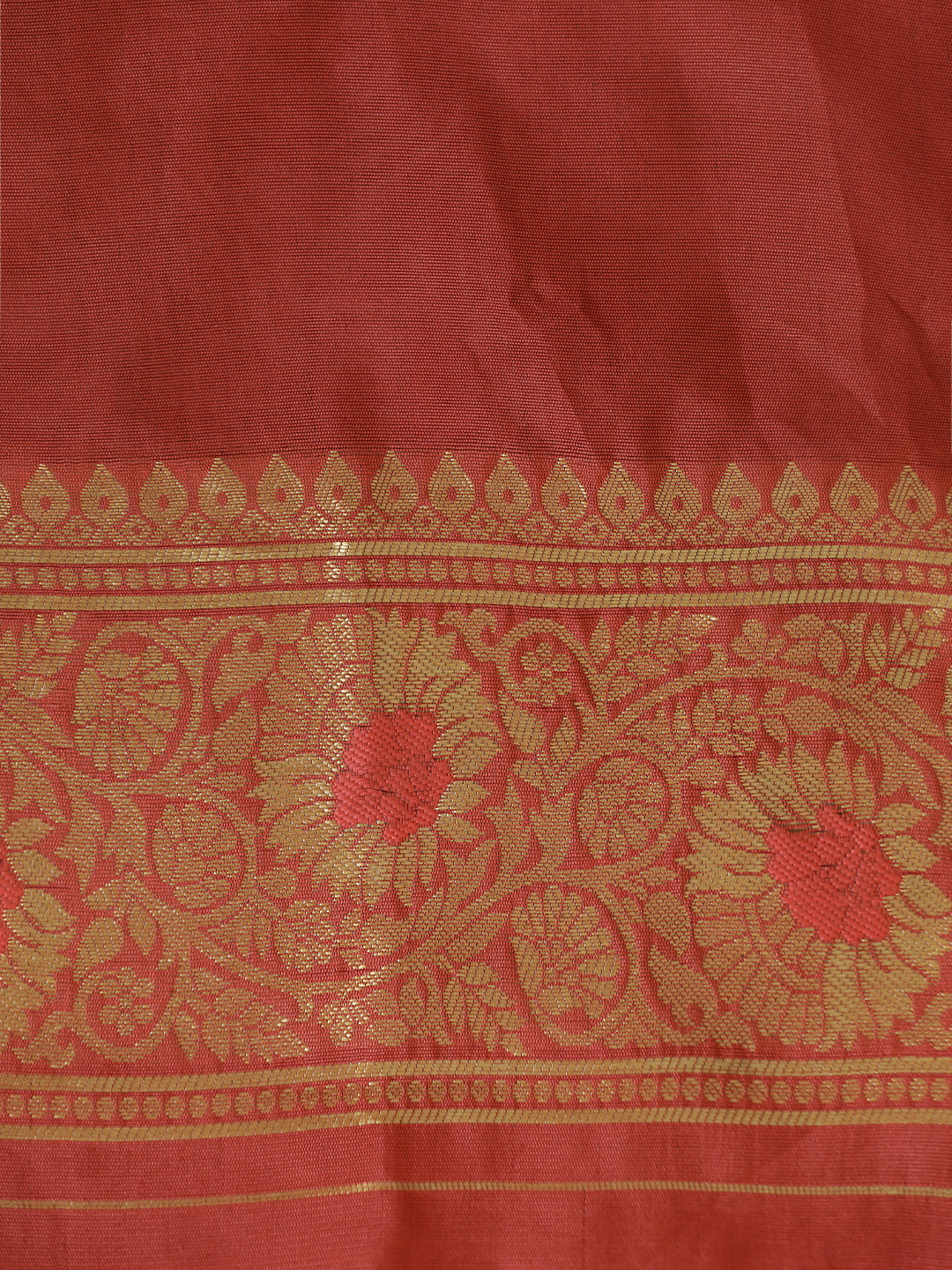 Peach Zari Woven Banarasi Saree