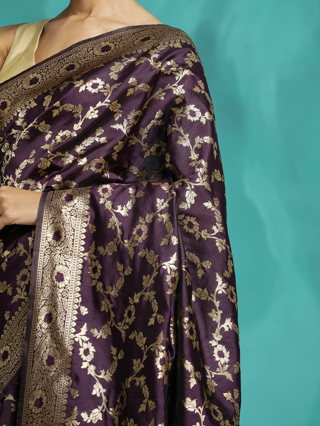 Purple Zari Woven Design Banarasi Saree