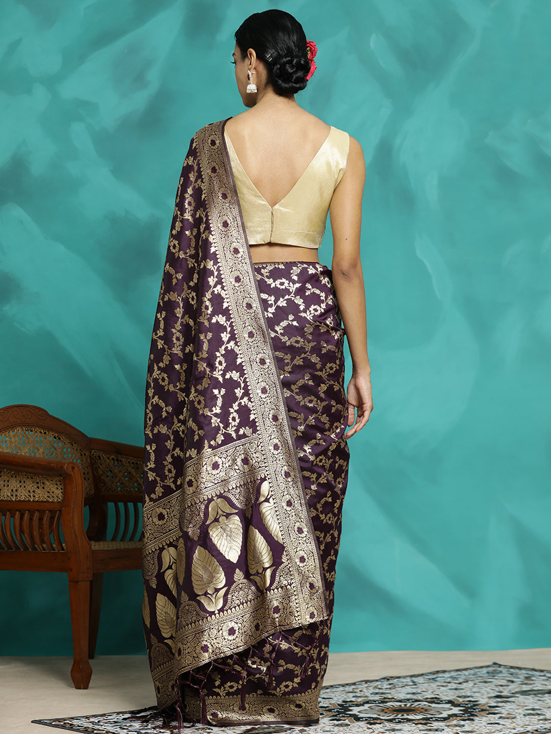 Purple Zari Woven Design Banarasi Saree