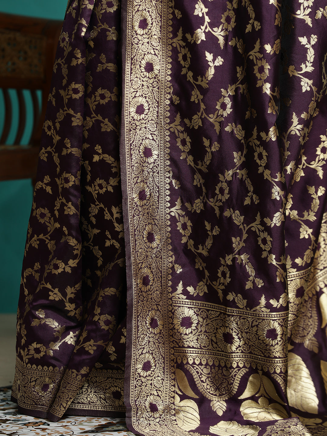 Purple Zari Woven Design Banarasi Saree