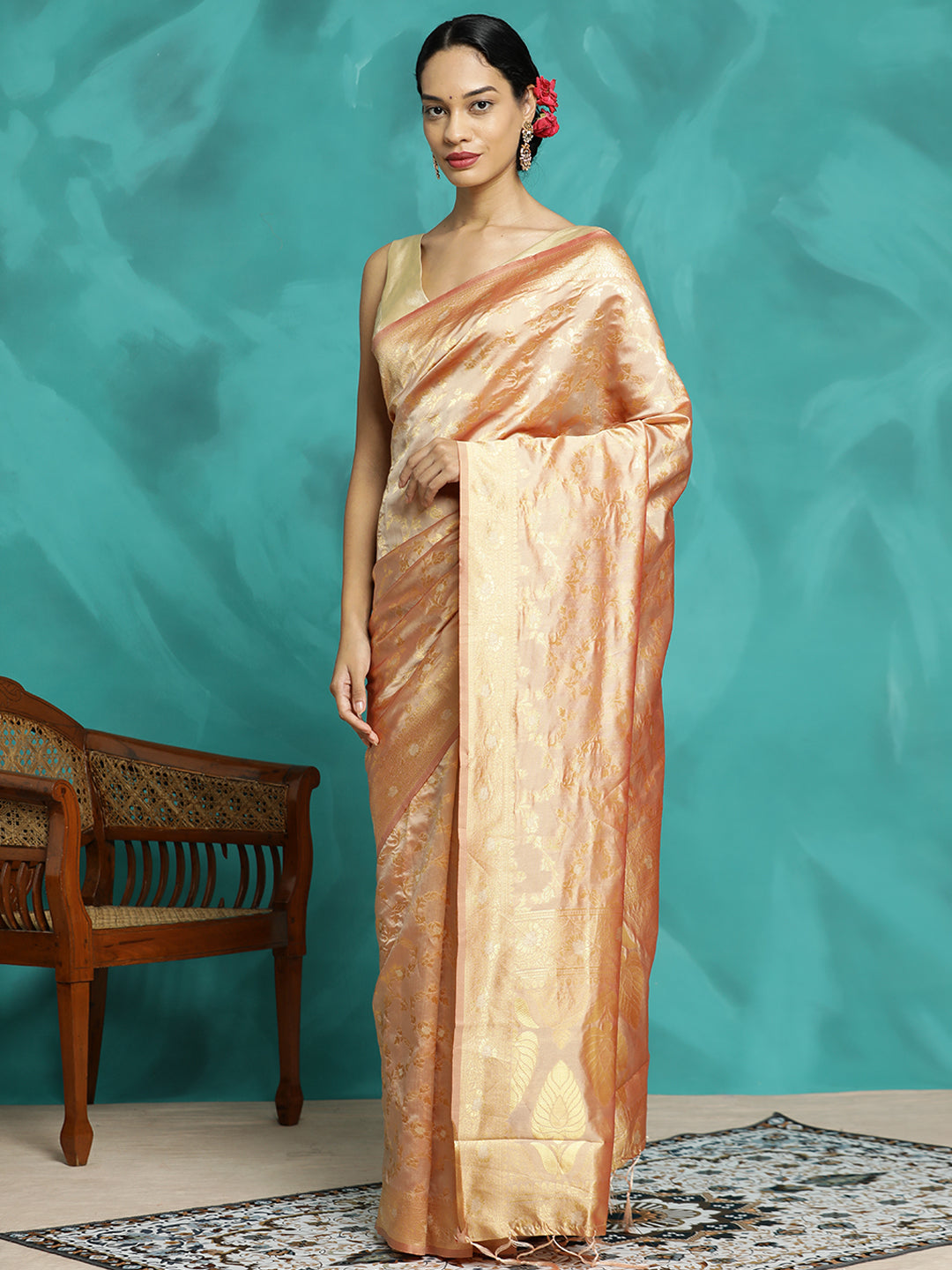 Zari Woven Banarasi Cream Saree