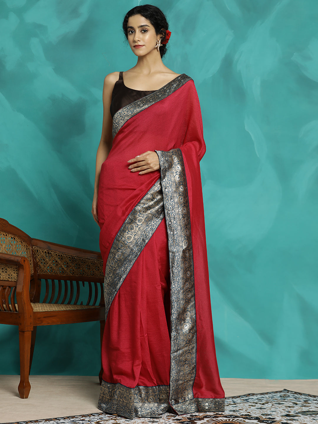 Party Wear Pink Zari Woven Banarasi Saree