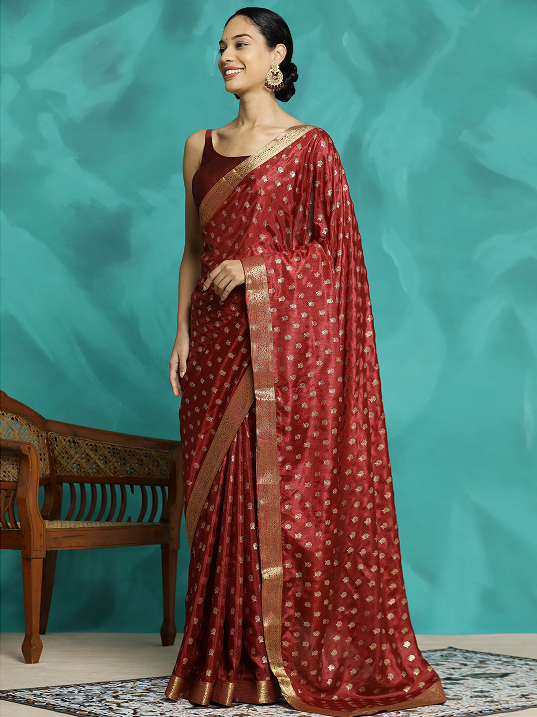 Woven Zari Red Banarasi Saree