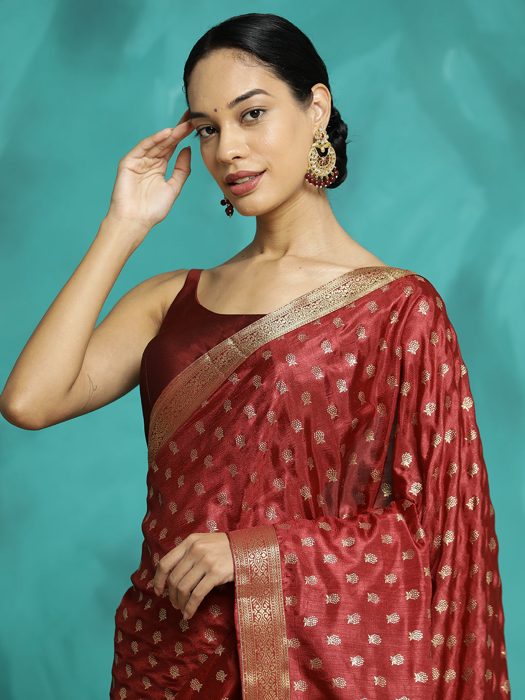 Woven Zari Red Banarasi Saree