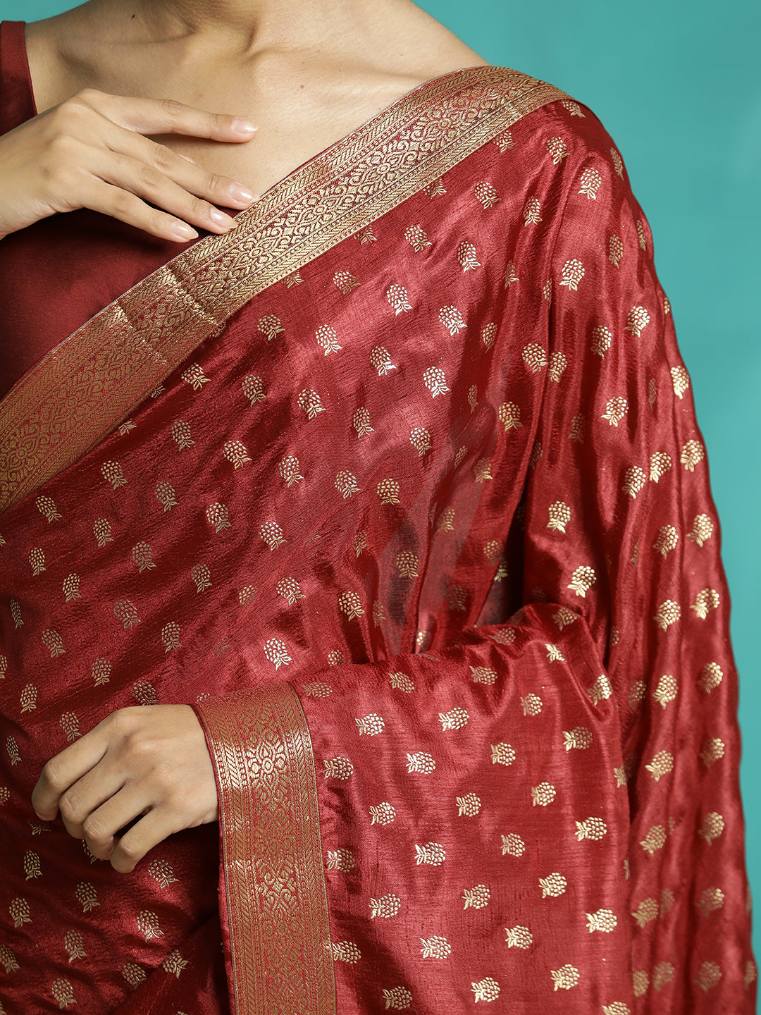 Woven Zari Red Banarasi Saree